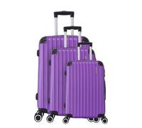 TROLLEY ADC - Juego de 3 Maletas de Viaje - Cabina 55x34x23cm, Mediana 65x41x26 cm y Grande 75x46x28 cm - 4 Ruedas Dobles Silenciosas - Manejables e Impermeables - Colección Corner - Morado