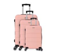 TROLLEY ADC - Juego de 3 Maletas de Viaje - Cabina 55x34x23cm, Mediana 65x41x26 cm y Grande 75x46x28 cm - 4 Ruedas Dobles Silenciosas - Manejables e Impermeables - Colección Tropic - Rosa Salmón