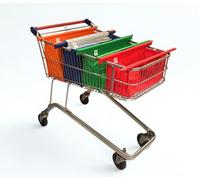 Trolley Bags Paquete de 4 bolsas Express Vibe con bolsa fría para carros poco profundos, bolsas de transporte de repuesto, bolsa plegable de tela reutilizable resistente para compras de alimentos