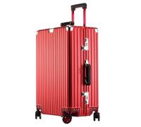 Trolley Cabina Rigido Metal Maleta Equipaje De Mano Con Cerradura, Maleta Facturar Aluminio Maletas De Viaje Con 4 Ruedas, Equipaje Trolley Rígida Con Ruedas Para Viajes Negocios (Rojo, 73CM-107L)
