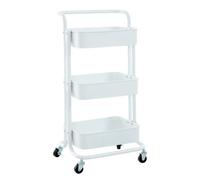 Trolley con ruedas mailo metal blanco 36x43x86 cm