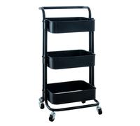 Trolley con ruedas mailo metal negro 36x43x86 cm