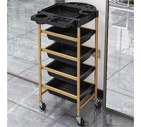 Trolley de cocina, trolley de almacenamiento, 5-Layer Rolling Hair Dryer Storage Cart, Foldable Top Tray, Multi-Functional,(Gold)