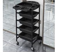 Trolley de cocina, trolley de almacenamiento, 5-Layer Rolling Hair Dryer Storage Cart, Foldable Top Tray, Multi-Functional,(Black)
