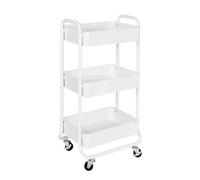 Trolley de cocina, trolley de almacenamiento, Metal Rolling Storage Cart with Wheels 3 Tier White Storage Trolley Cart Easy to Move