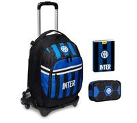 Trolley Jack-3WD Escuela Inter negro azul con mochila desmontable By Seven + Estuche QuickCase + Diario 2024/2025 + 7 bolígrafos a presión y llavero fútbol, multicolor, media, Clásico