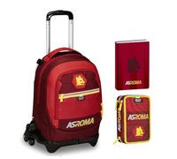 Trolley Jack-3WD Escuela Roma con mochila desmontable By Seven + Estuche de 3 pisos completo + Diario 2024/2025 + 7 bolígrafos a presión y llavero fútbol