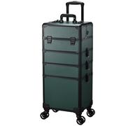 Trolley make up 5 en 1 Maletín porta maquillaje grande maleta maquillaje profesional trolley esteticista maletín peluquería maleta Make Up para maquilladores, peluqueros y uñas, verde oscuro, XL