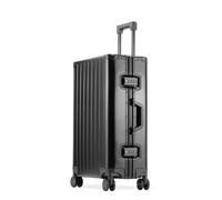 Trolley Rígido Maletas De Viaje Cabina Aluminio Con 4 Ruedas, Equipaje Facturado Trolley De Mano Metal Rígida Con Cerradura, Maleta Trolley Rígida Aluminio Para Viajes Y Negocios (Negro, 61CM-71L)
