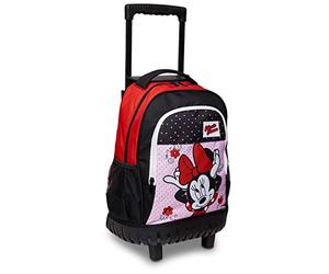 Trolley Scuola - MINNIE - Multicolore - Zaino Doppio Scomparto - Tasca Porta Borraccia - Tasca Interna Attrezzata - Zaino Scuola, Zainetto Asilo, Trolley Asilo Bambina - Oficial Disney