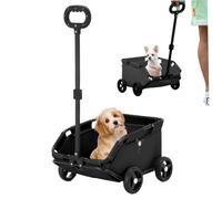 Trolleys de perros sobre ruedas, portador de gatos plegable con ruedas y mango de tirón, carrito de perros para dentro de 7 kg de mascotas viajando a caminar caminando (negro)
