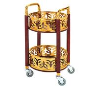 Trolleys,Multifunction Trolley,Portable Recycling Vehicles,Serving 2 Tier Kitchen Storage Cart On Wheel, Stainless Steel Service Cart,Tea WA,Silver(Gold)