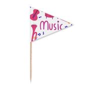 Tromb - Bandera triangular para decoración de cupcakes con diseño de guitarra
