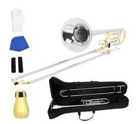 Trombón Alto En Si Bemol Trombón Tenor Profesional En Sib Con Baño De Latón Y Acabado En Plata Y Oro Kit De Instrumento De Doble Tono