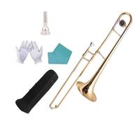 Trombón alto para principiantes, trombón deslizante tenor plano E con gatillo F, incluye boquilla, funda de transporte, guantes y paño de limpieza