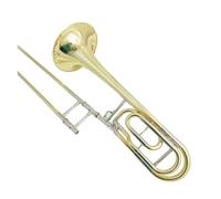 Trombón De Corredera Plana En Si, Trombón De Cuerpo Dorado Lacado De Latón Amarillo Con Estuche Y Boquilla Trombón Para Principiantes