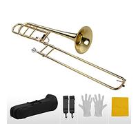 Trombón Deslizante Tenor Plano En Sib Intermedio Mejorado Con Gatillo F Que Incluye Boquilla, Estuche De Transporte, Guantes, Paño De Limpieza, Juego De Trompeta