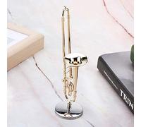 Trombón en miniatura chapado en oro 24K, réplica precisa de latón con soporte y estuche de, adorno decorativo para hogar, oficina y colección musical