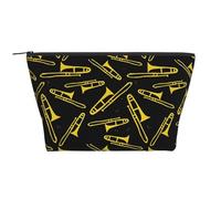 Trombón Negro y Amarillo, Bolsa de artículos de tocador Bolsa de Maquillaje Bolsa de cosméticos Bolsa de artículos de tocador de Viaje portátil