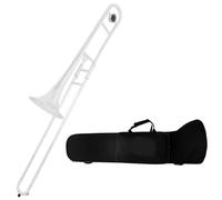 Trombón Principiante Trombón De Varas Alto En Si Bemol Para Principiantes Chapado En Latón Con Guantes Y Kit De Limpieza(Silver trombon)