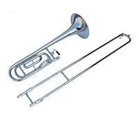 Trombón Profesional Trombón Tenor Transpuesto Lacado En Oro Si Bemol Transpuesto Tecla De Fa(White nickel-plated)