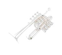 Trompeta Alta Profesional Bb Piccolo Trompeta Latón Oro Plata Laca Superficie Trompeta Calidad (Color : Silver)