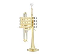 Trompeta Alta Profesional Bb Piccolo Trompeta Latón Oro Plata Laca Superficie Trompeta (Color : Gold)