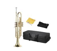 Trompeta Bb B Plana Latón Pintado En Oro Exquisito Instrumento Musical Duradero Con Boquilla Guantes Funda Con Correa