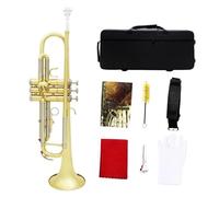 Trompeta Bb Tune Instrumento Musical De Superficie Chapada En Oro Trompeta Con Estuche Para Trompeta Funda Protectora Con Cepillo Accesorios(B)