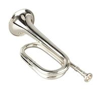 Trompeta con Llave en C Trompeta de Estilo Militar Trompeta Militar Trompeta de Latón Instrumento de Cornetas con Boquilla para Orquesta Militar de Cornetas de Caballería (SILVER)