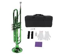 Trompeta de BB verde, BB Flat Professional Brass Musical Musical Instrument Exquisito duradero Guante de trompetería Accesorios de casos de estanterías para principiantes o
