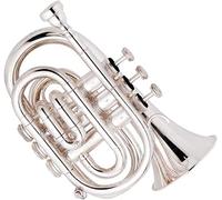 Trompeta de Bolsillo, Mini Trompeta Profesional, Cuerpo de latón Chapado en Plata, válvulas de aleación, Tono de Trompeta de Bolsillo, Instrumento de latón BB Adecuado for Principiantes