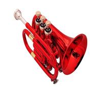 Trompeta De Bolsillo Tamaño Palma Trompeta Tamaño Bolsillo Sib Tono Oro Trompeta Tamaño Palma (Color : Crimson)