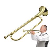 Trompeta de bolsillo, trompeta de caballería, instrumentos de corneta de latón | Instrumento de trompeta portátil, bocina de corneta plana retro estándar B de latón, instrumento musical para