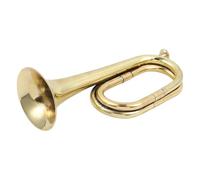 Trompeta de caballería de latón, instrumento de corneta de juguete dorado, cuerno clásico de estilo militar para banda y orquesta, accesorio musical de desfile de marcha con boquilla para