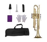 Trompeta De Calidad Bb B Latón Plano Exquisito Con Boquilla Guantes Instrumentos Musicales (Color : Gold)