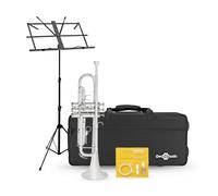 Trompeta de Estudiante, Plateada de Gear4music + Set de Accesorios