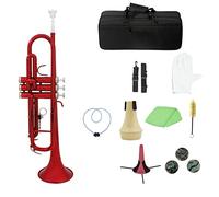 Trompeta De Latón BB B Piso Con Boquilla Carrera Bolsa Sintonizador Mute Trompeta Soporte Guantes Herramientas De Limpieza Instrumento De Viento (Color : Crimson)