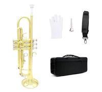 Trompeta De Rendimiento Profesional Bb De Latón Pintado En Oro Exquisito Y Duradero Instrumento Musical De Latón(Gold)