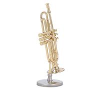 Trompeta en Miniatura Latón de Larga Duración Diseño Exquisito Vibraciones Románticas Modelo de Mini Trompeta con Estuche de Soporte para Escritorio, Accesorios Profesionales