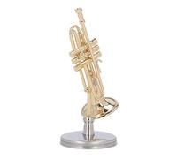 Trompeta en Miniatura Latón de Larga Duración Diseño Exquisito Vibraciones Románticas Modelo de Mini Trompeta con Estuche de Soporte para Escritorio, Accesorios Profesionales