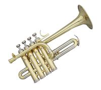 trompeta estándar Trompeta piccolo Bb profesional de alto número trompeta pintada de latón oro y plata pistón de aleación de alta calidad