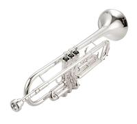Trompeta Instrumento Musical Instrumento De Trompeta En Si Bemol Con Llave De Oro Plateada Examen De Grado De Banda Desempeño Profesional(Silver-plated+leather case)