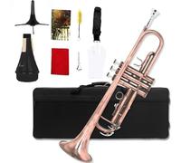 Trompeta Instrumento Musical Juego De Trompeta Sib Vintage Para Principiantes Con Estuche Rígido Y Guantes(Red antique style)