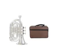 Trompeta Instrumento Musical Mini Trompeta De Bolsillo En Sib Instrumento De Viento Metal Con Guantes Y Estuche De Transporte(Light Grey)