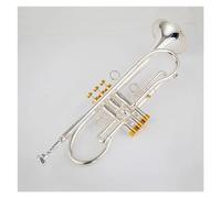 trompeta instrumento musical profesional Trompeta Profesional Avanzada Bb Tune Superficie Chapada En Latón Dorado Instrumentos Musicales Profesionales Con Estuche(Color:Silver)