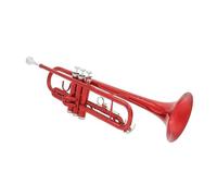 trompeta instrumento musical profesional Trompeta roja Bb plana profesional instrumento Musical de latón boquilla de Trompete duradera guantes funda con correa Accesorios