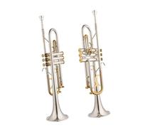 trompeta instrumento musical profesional Trompeta Sib Si Bemol Latón Trompeta Profesional Chapada En Plata Con Estuche De Cuero Material Del Cuerpo Latón Amarillo