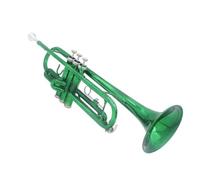trompeta instrumento musical profesional Trompeta Verde Bb Plana Exquisita Y Duradera Boquilla De Trompete Guantes Funda Con Correa Accesorios