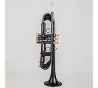 Trompeta Instrumento Musical Trompeta Pequeña Bb, Instrumentos Musicales Profesionales Con Llave De Oro Y Níquel Negro Con Estuche